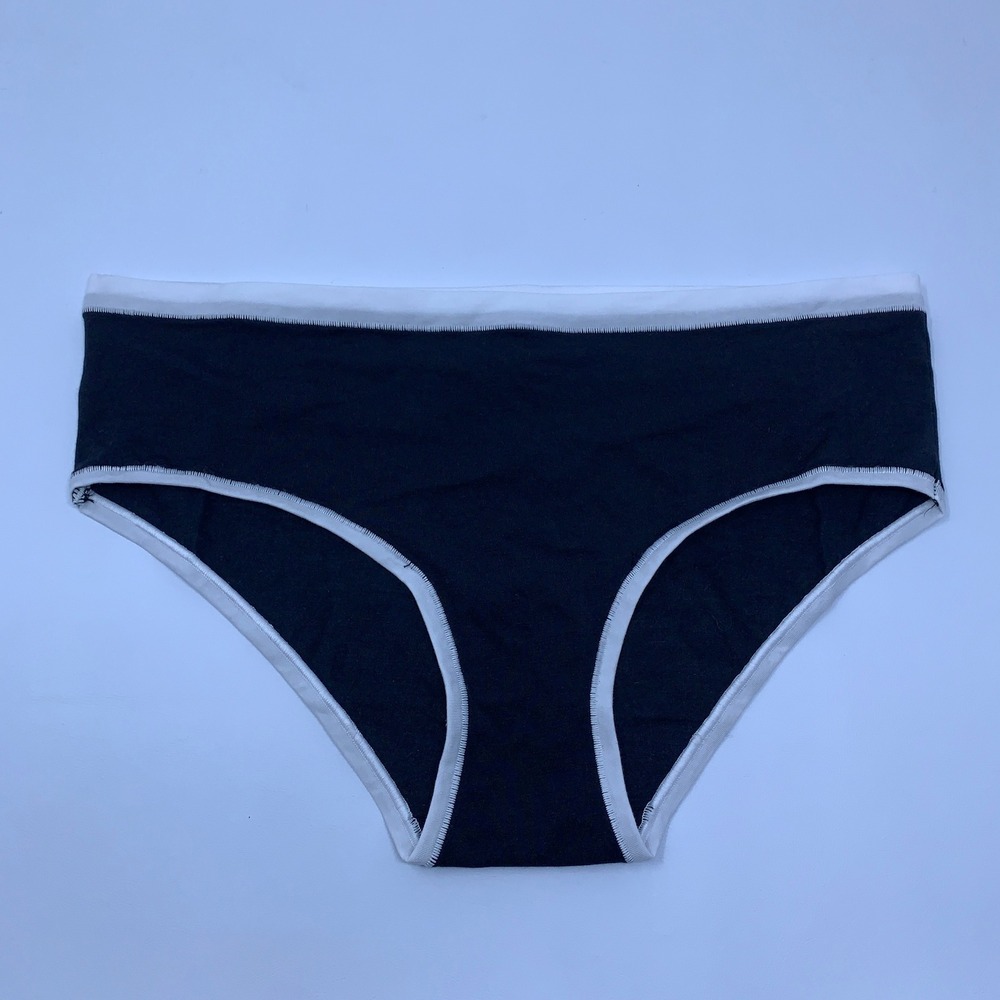 Syrn Womens Medium Black White Trim Cotton Modal Bikini Panty NWT